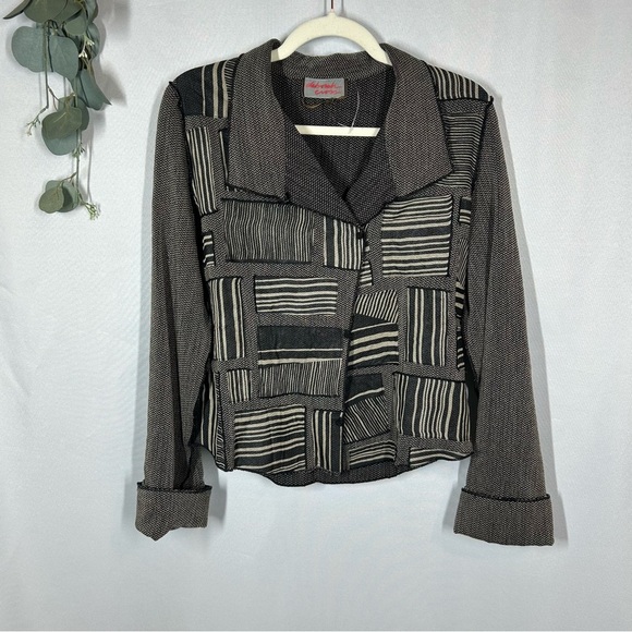 Deborah Cross | Handmade Designer Art To Wear Blazer Jacket Striped Black Small - Picture 1 of 11
